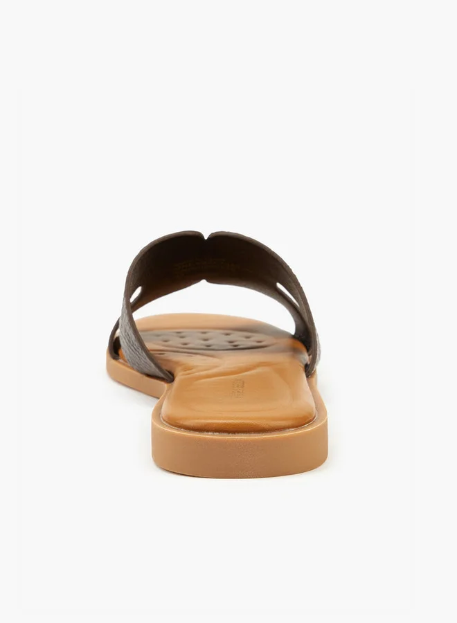 Flora Bella By Shoexpress Textured Slip-On Flat Sandals