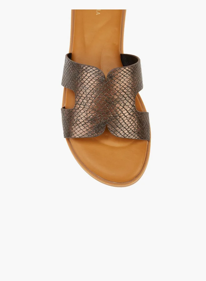 Flora Bella By Shoexpress Textured Slip-On Flat Sandals