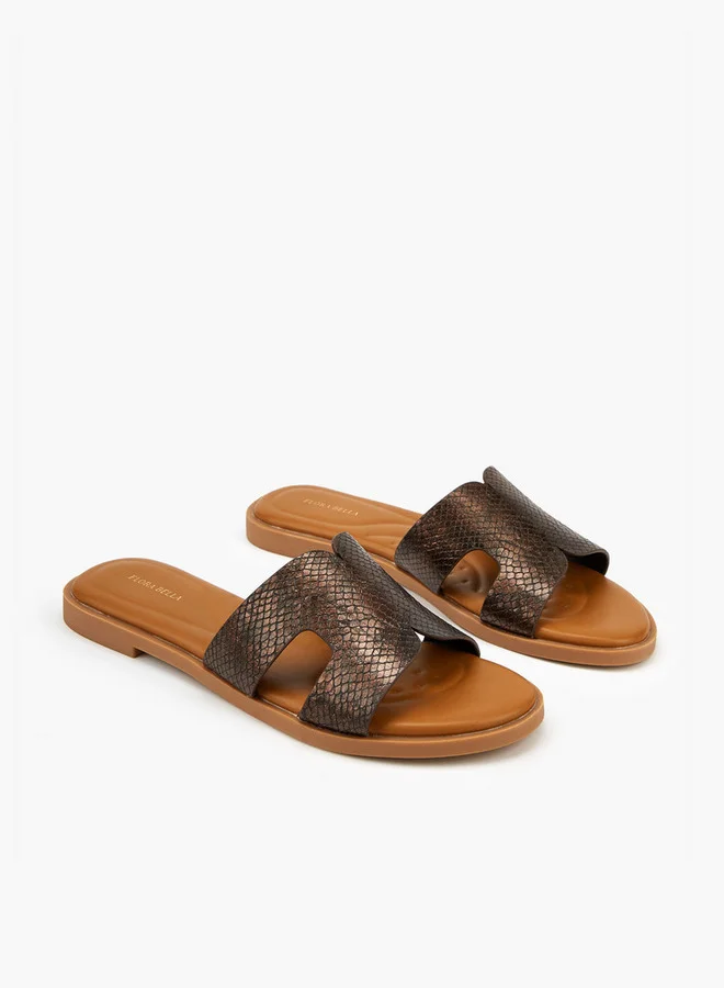 Flora Bella By Shoexpress Textured Slip-On Flat Sandals