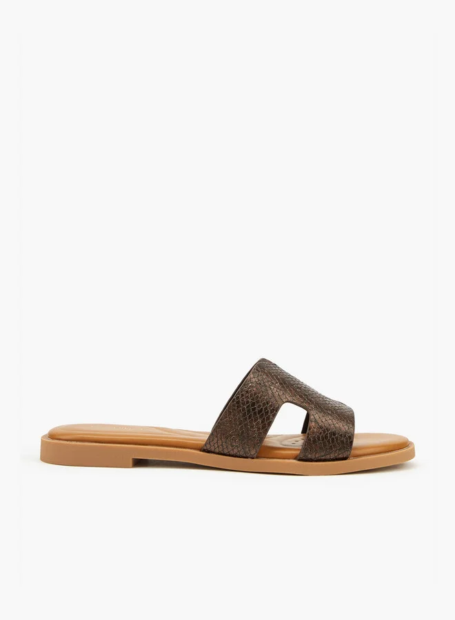 Flora Bella By Shoexpress Textured Slip-On Flat Sandals