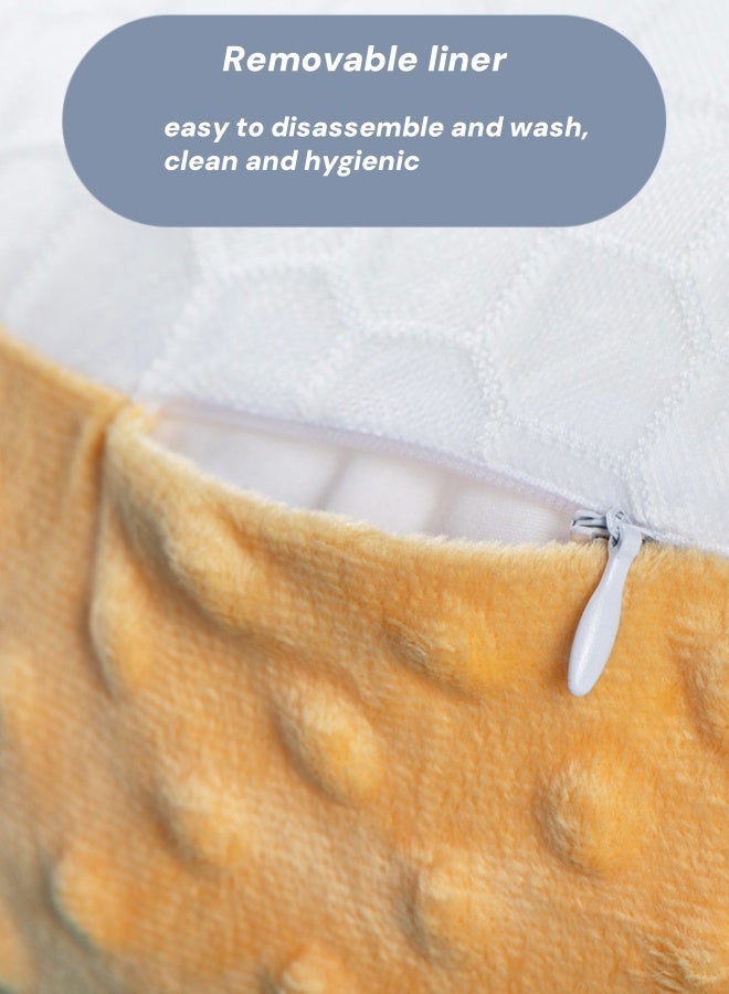 الدليبن وسادة رضاعة للأطفال، وضعية الجسم، وسادة أسفل الظهر للرضاعة الطبيعية، وسادة داعمة من القطن، وسادة أطفال قابلة للتعديل، دعم جلوس الطفل مع غطاء فائق النعومة قابل للإزالة، للرضاعة الطبيعية، قابلة للغسل في الغسالة، ارتفاع 15 درجة (أرنب وردي) - Image 4