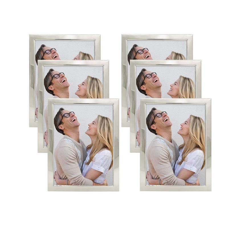 DECANIT 35x5 Picture FrameMetal Photo Frame Display for Wall or Tabletop Pack of 6Silver