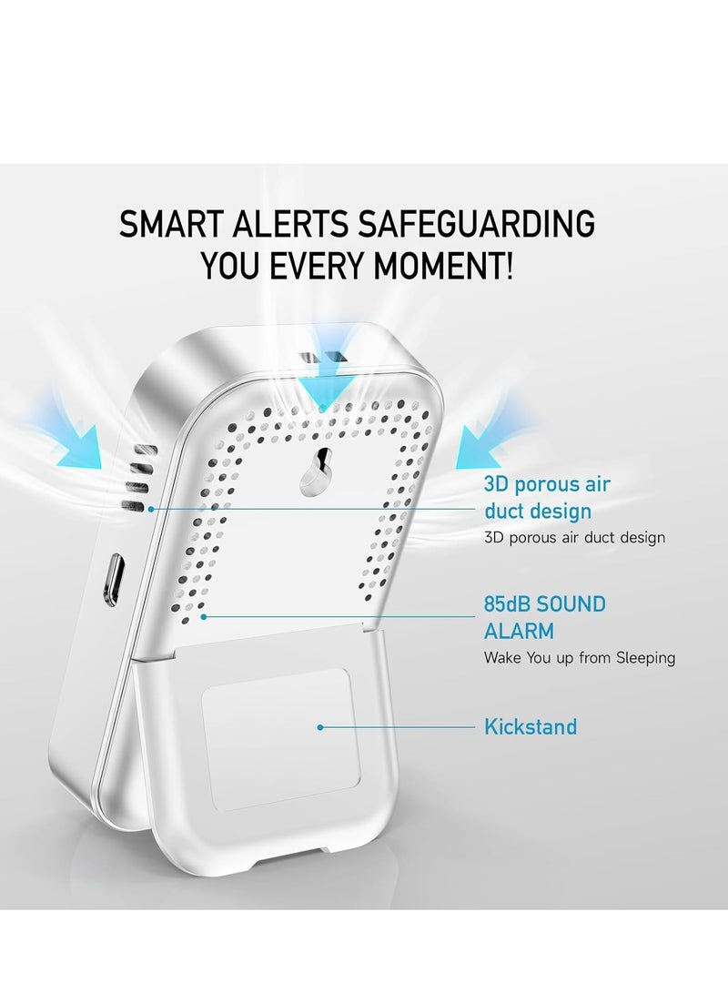 Furtey Carbon Monoxide Detector with Intelligent Alarm Function, 3-in-1 CO Detector Moisture/Temperature/Carbon Monoxide Concentration, Portable Rechargeable CO Warner for Household/Motorhome/Camping - Image 4