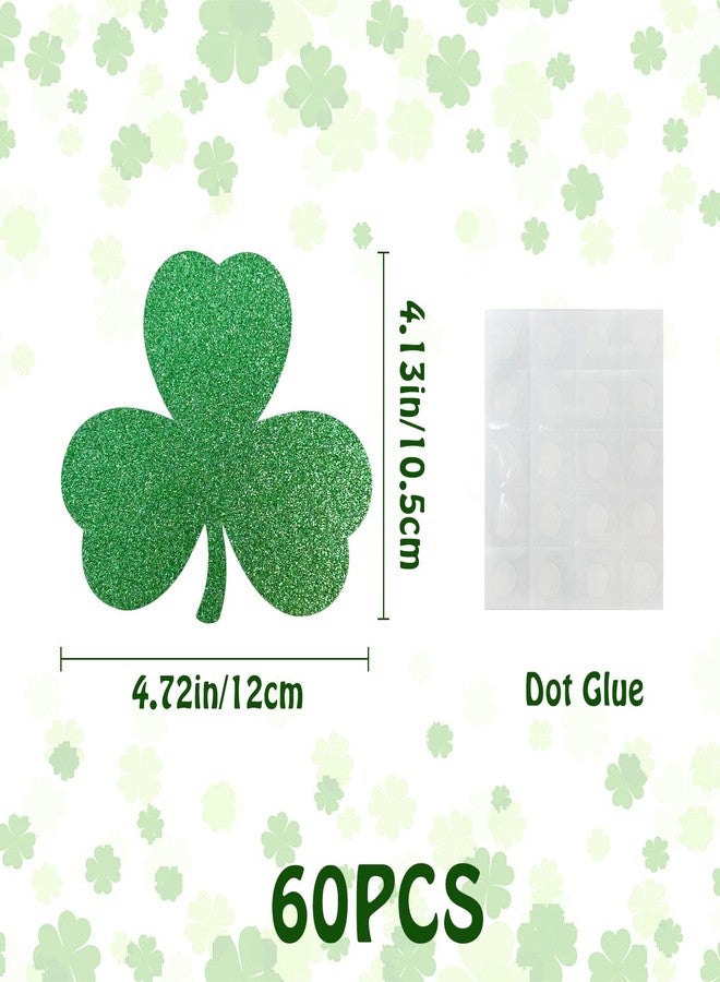 UNIIDECO St.Patrick's Day Decorations 60 PCS Shamrock Cutouts, St. Patrick's Day Green Glitter Shamrock Foam Clover Paper Cutout Decorations for St.Patrick's Day Bulletin Board Home School Classroom Office - Image 3