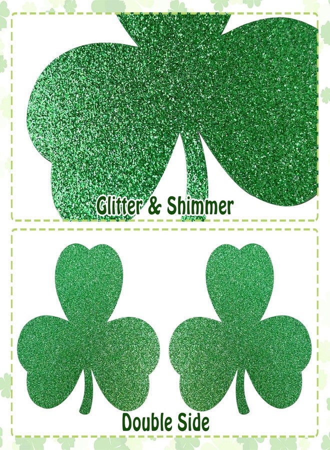 UNIIDECO St.Patrick's Day Decorations 60 PCS Shamrock Cutouts, St. Patrick's Day Green Glitter Shamrock Foam Clover Paper Cutout Decorations for St.Patrick's Day Bulletin Board Home School Classroom Office - Image 4