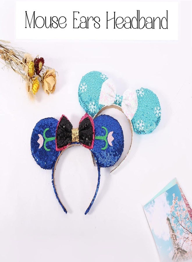Frozen Mouse Ears Headbands, 2 PCS Sequined Accessories for Elsa and Anna Cosplay, Minnie Ears for Dress Up and Costume Parties - Image 4