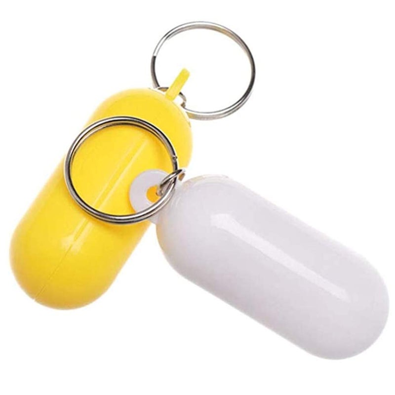 luzen 4Pcs Plastic Floating Keychain Pill-shape Floating Key Ring Key Float Keychain Pendant for Boating Fishing Kayak Surfing Sailing and Outdoor Sports Accessories, White and Yellow - Image 2