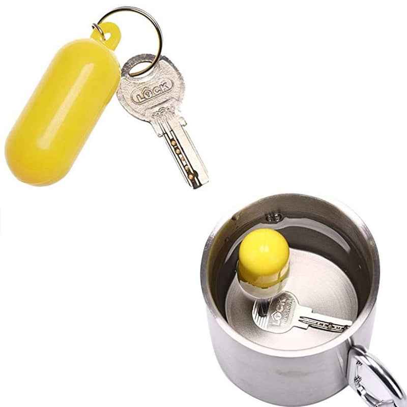 luzen 4Pcs Plastic Floating Keychain Pill-shape Floating Key Ring Key Float Keychain Pendant for Boating Fishing Kayak Surfing Sailing and Outdoor Sports Accessories, White and Yellow - Image 4