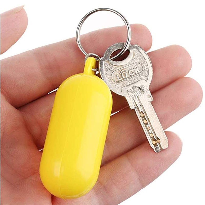 luzen 4Pcs Plastic Floating Keychain Pill-shape Floating Key Ring Key Float Keychain Pendant for Boating Fishing Kayak Surfing Sailing and Outdoor Sports Accessories, White and Yellow - Image 3
