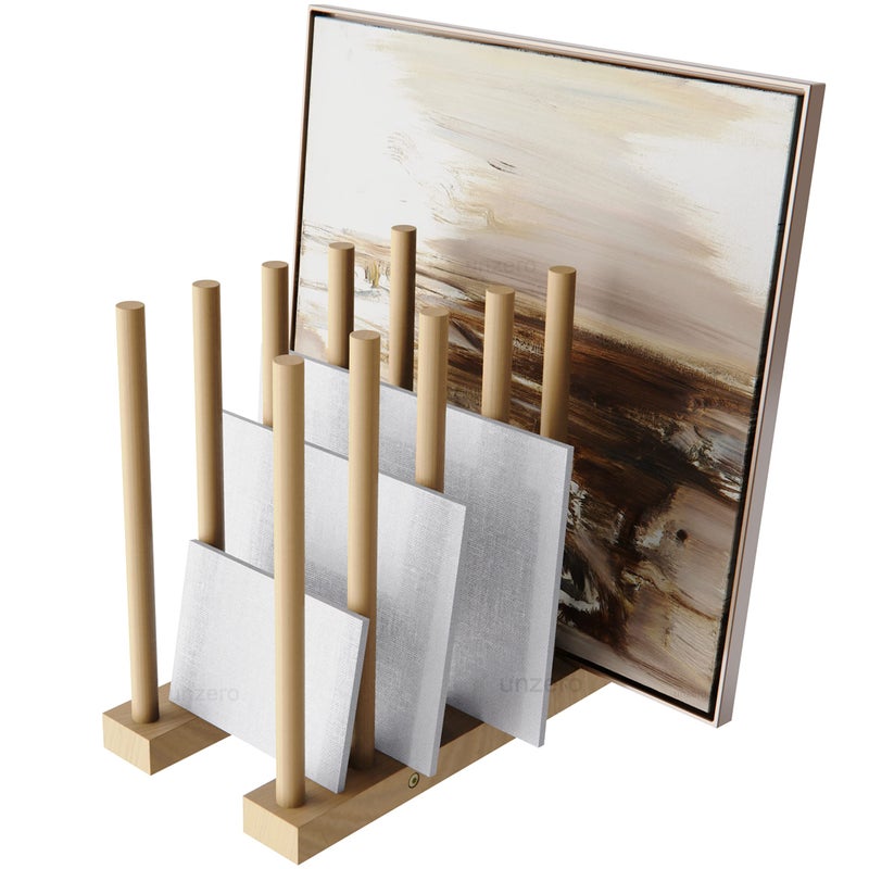 UNZERO Art Storage Rack Art Drying Rack Wood Storage Stand for Canvas Boards Panel Frame Drawing Board Printed Matter Paper Pad Backing Plate 83 D x 15 W x 137 H