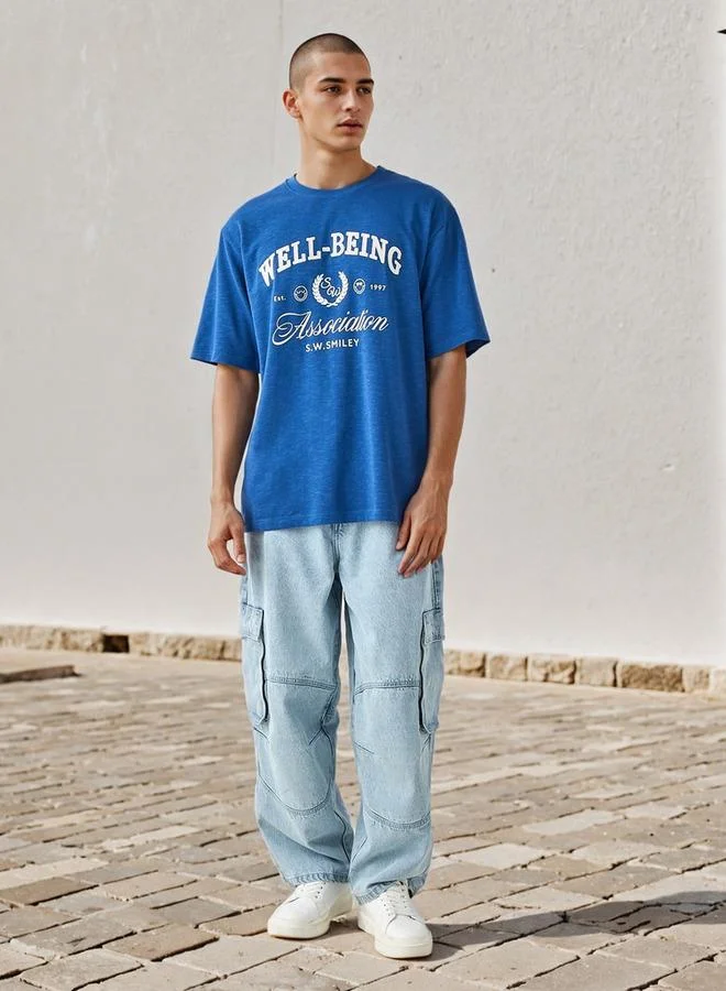 SP Characters Printed Crew Neck T-shirt with Short Sleeves