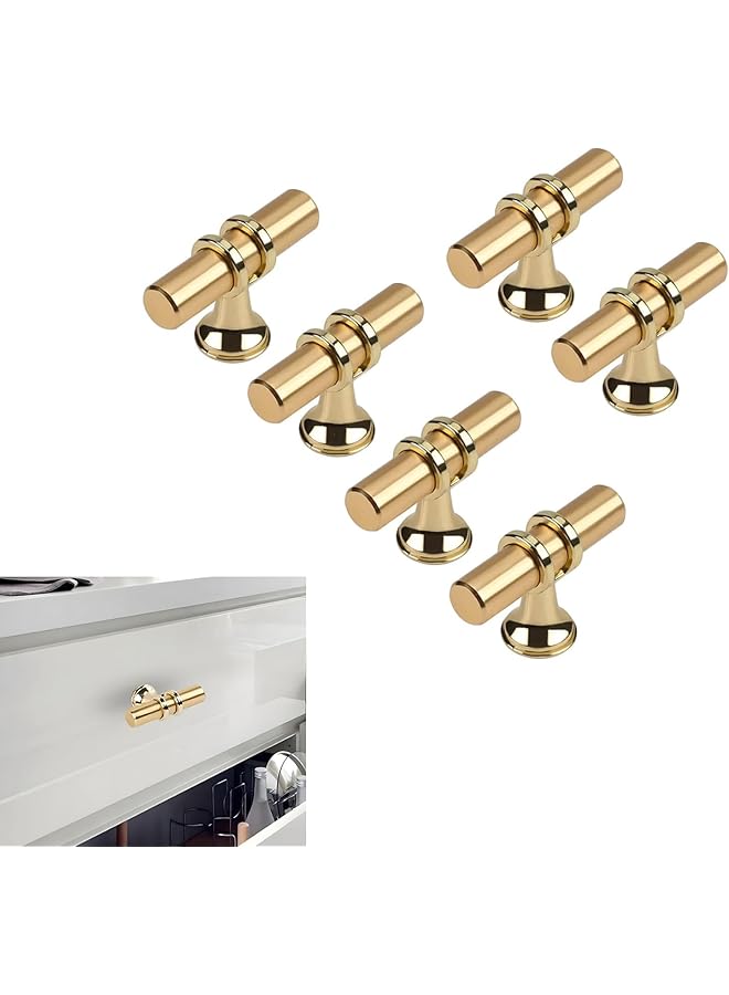 promass Gold Cabinet Knobs, 6 Pack Kitchen Cabinet Knobs With Screws, Single Hole Knob, Gold Dresser Knobs Easy Installation, Brushed Brass Cabinet Knobs for Kitchen Cupboard, Dresser, Closet Door - Image 1