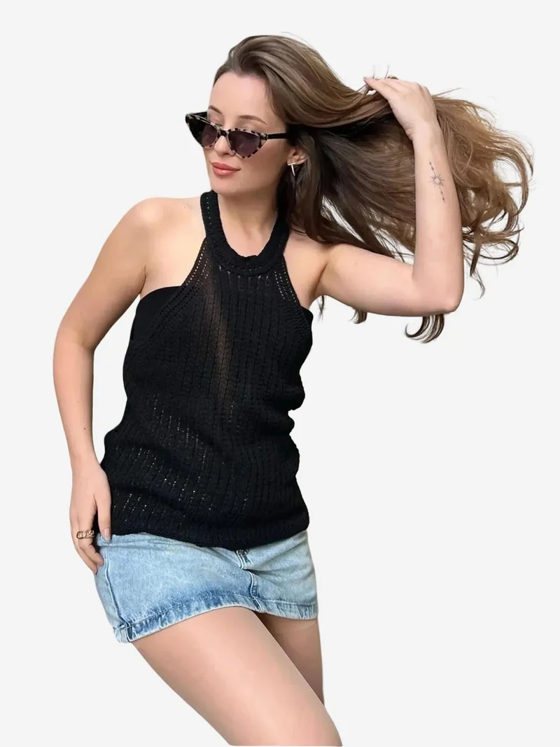 بيانكو لوتشي بلوزة بحمالات عنق مزخرفة من لوتشي