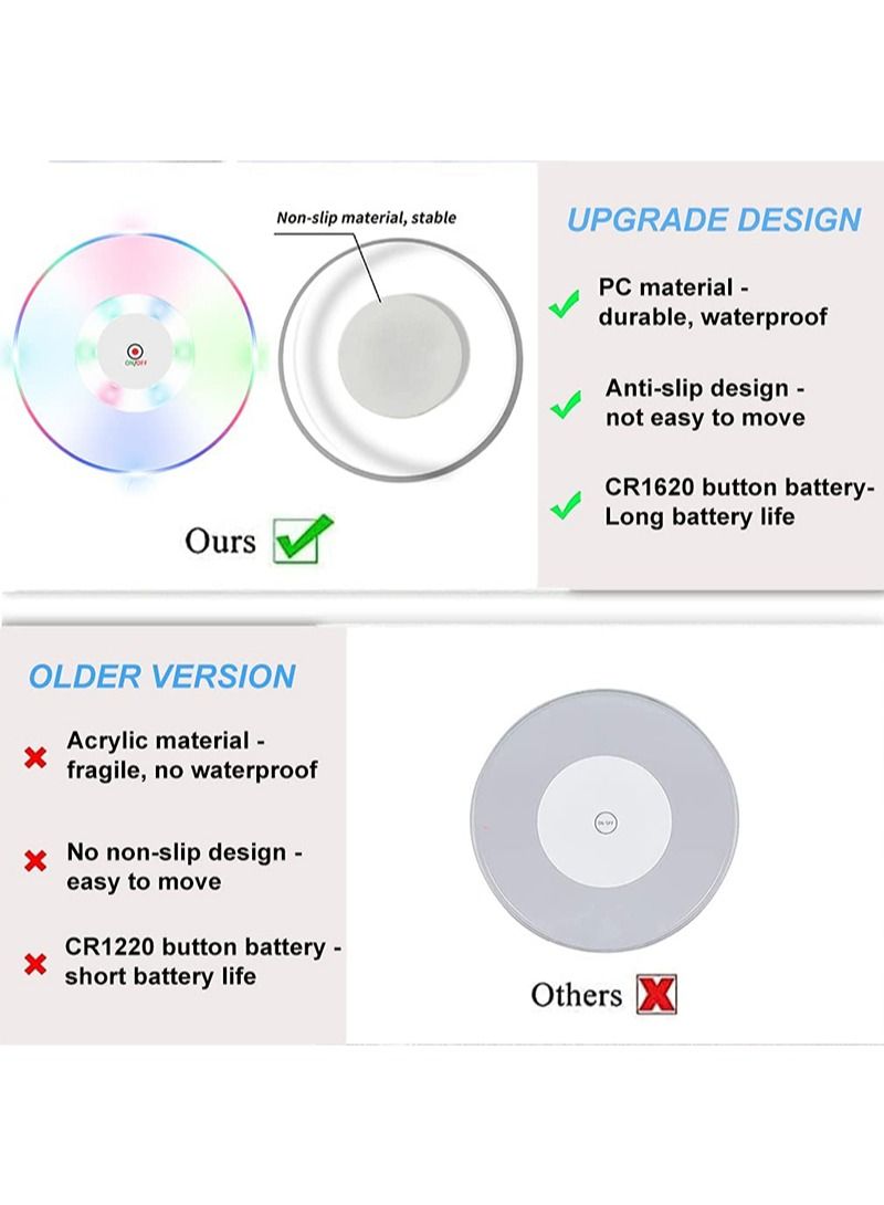 FOCOLABU Two Pack Acrylic Crystal LED Color Glow Coasters Non-Slip Glitter Base Ambient Light Coasters for Party Clubs Wedding Decorations and More - Image 5