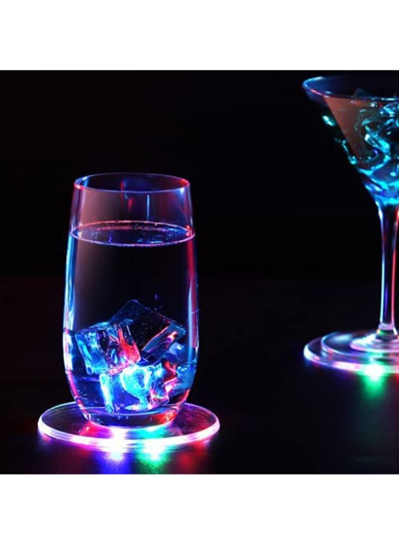 FOCOLABU Two Pack Acrylic Crystal LED Color Glow Coasters Non-Slip Glitter Base Ambient Light Coasters for Party Clubs Wedding Decorations and More - Image 3