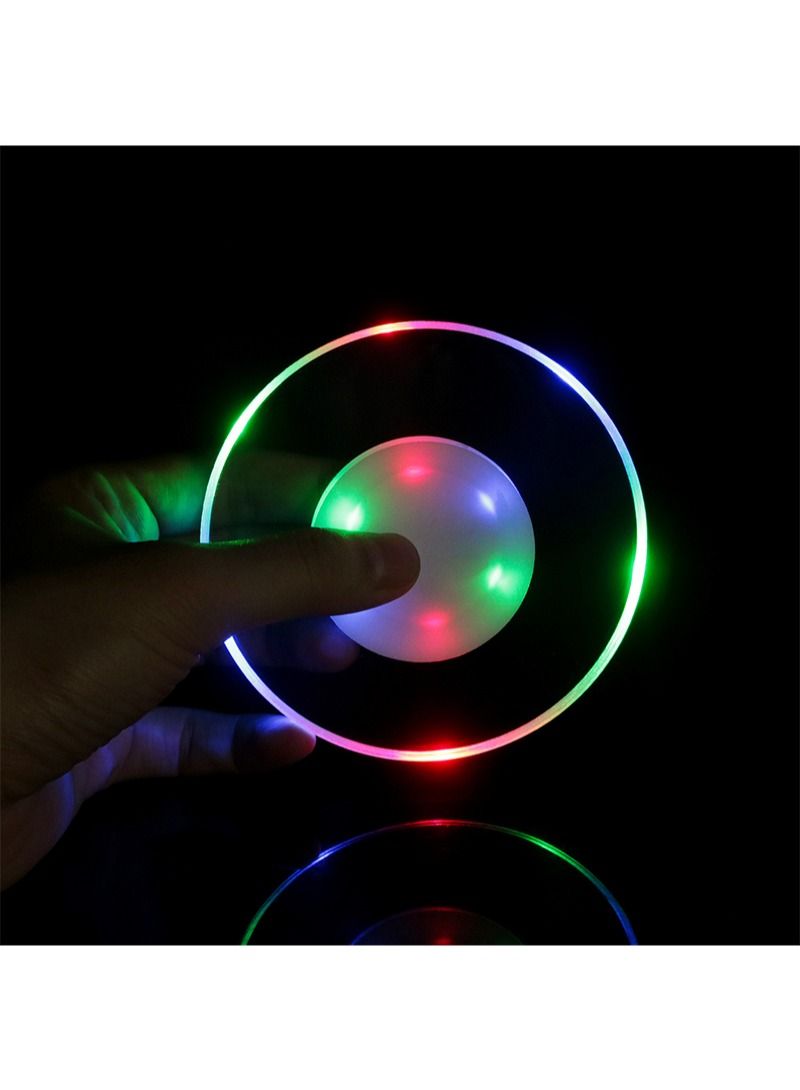 FOCOLABU Two Pack Acrylic Crystal LED Color Glow Coasters Non-Slip Glitter Base Ambient Light Coasters for Party Clubs Wedding Decorations and More - Image 2