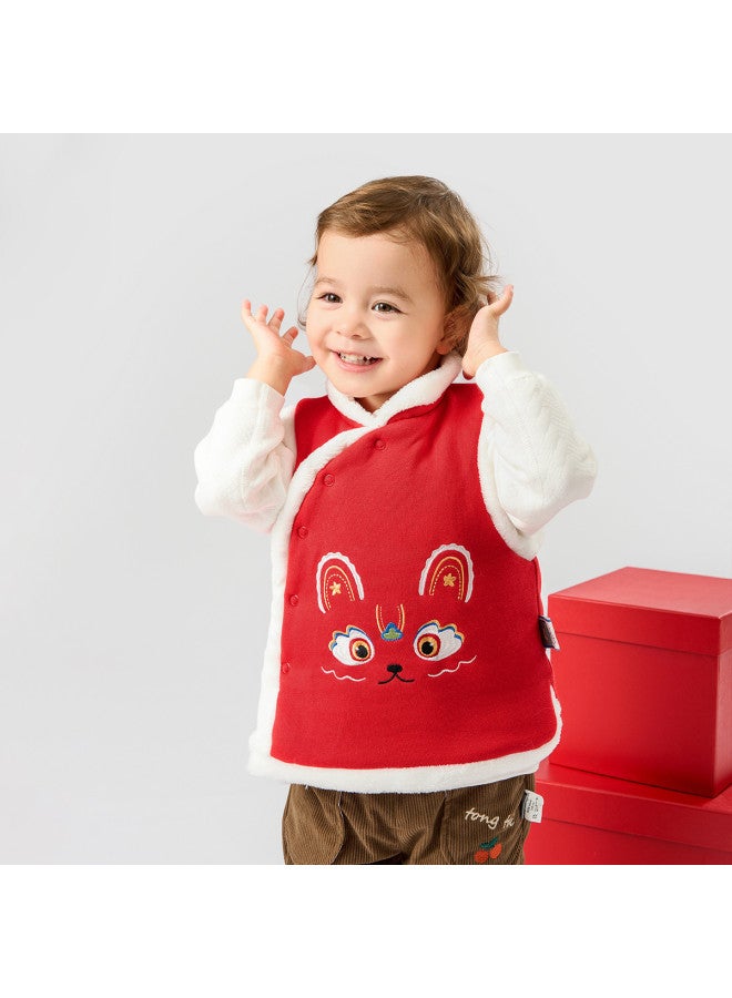 Tongtai Baby Cotton Vest, Autumn And Winter, Unisex Baby Cotton-padded Clothing, Children's Warm New Year Outfit, New Year's Top - Image 3
