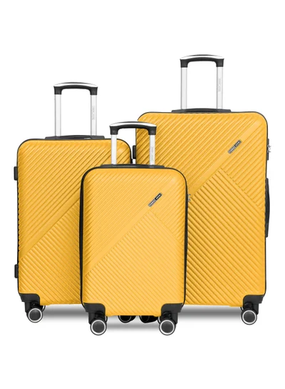 PARAJOHN ABS Material 3-Piece Hardsided Luggage Set | 4-Wheel Spinner Trolley | Small (10kg), Medium (20kg), Large (30kg)yellow