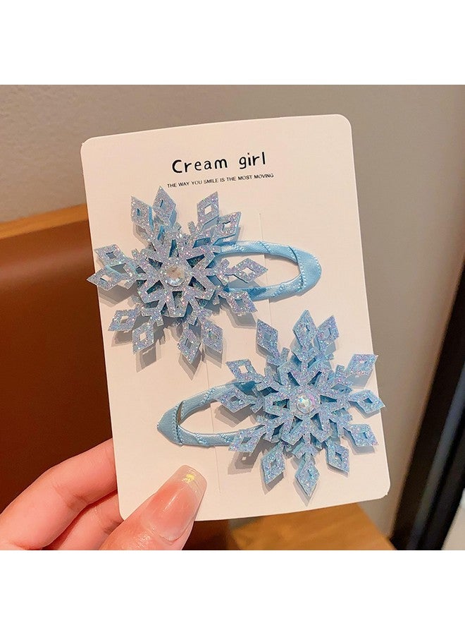 HANSAMU 8Pcs Snowflake Hair Clip Blue White Christmas Hair Accessories For Women Xmas Bow Hair Clip Festive Snowflake Hairpins Holiday Hair Accessory Party Gifts - Image 5