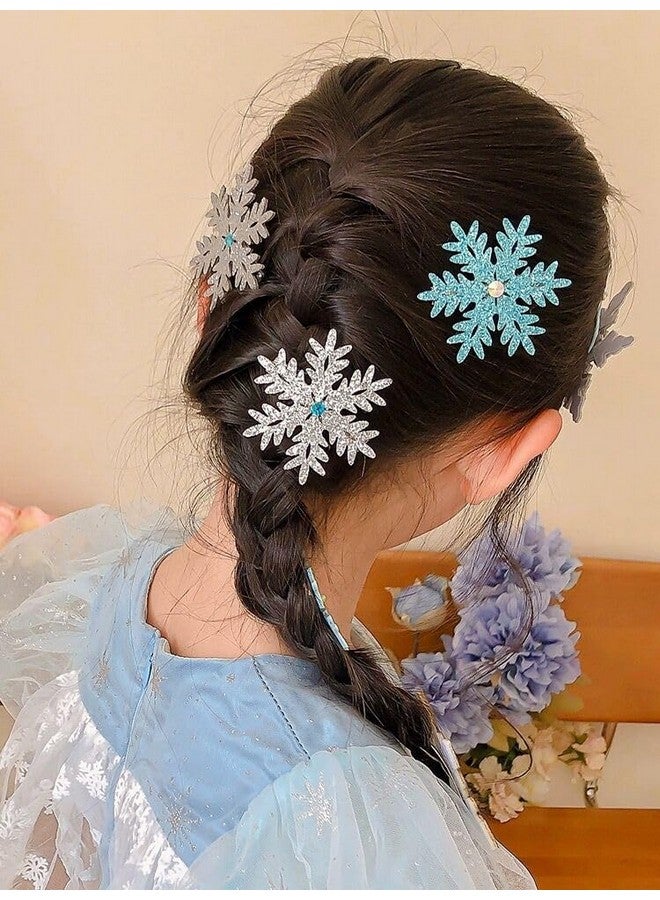 HANSAMU 8Pcs Snowflake Hair Clip Blue White Christmas Hair Accessories For Women Xmas Bow Hair Clip Festive Snowflake Hairpins Holiday Hair Accessory Party Gifts - Image 3