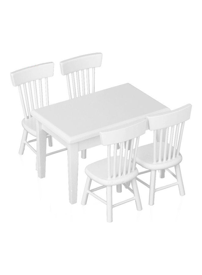 NIBEMINENT 5-Piece Dollhouse Miniature Dining Table Toy Set