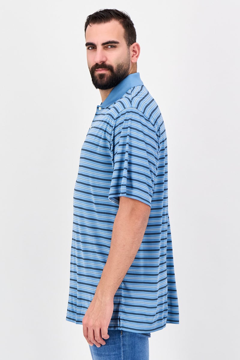 Greg Norman Men Stripe Short Sleeve Polo Shirt, Blue - Image 4