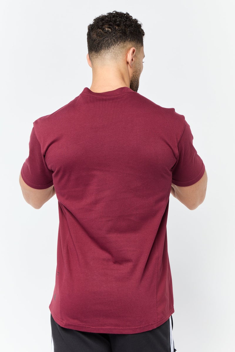 Adidas Men Sportswear Fit Short Sleeve Outdoors T-Shirt, Maroon - Image 4