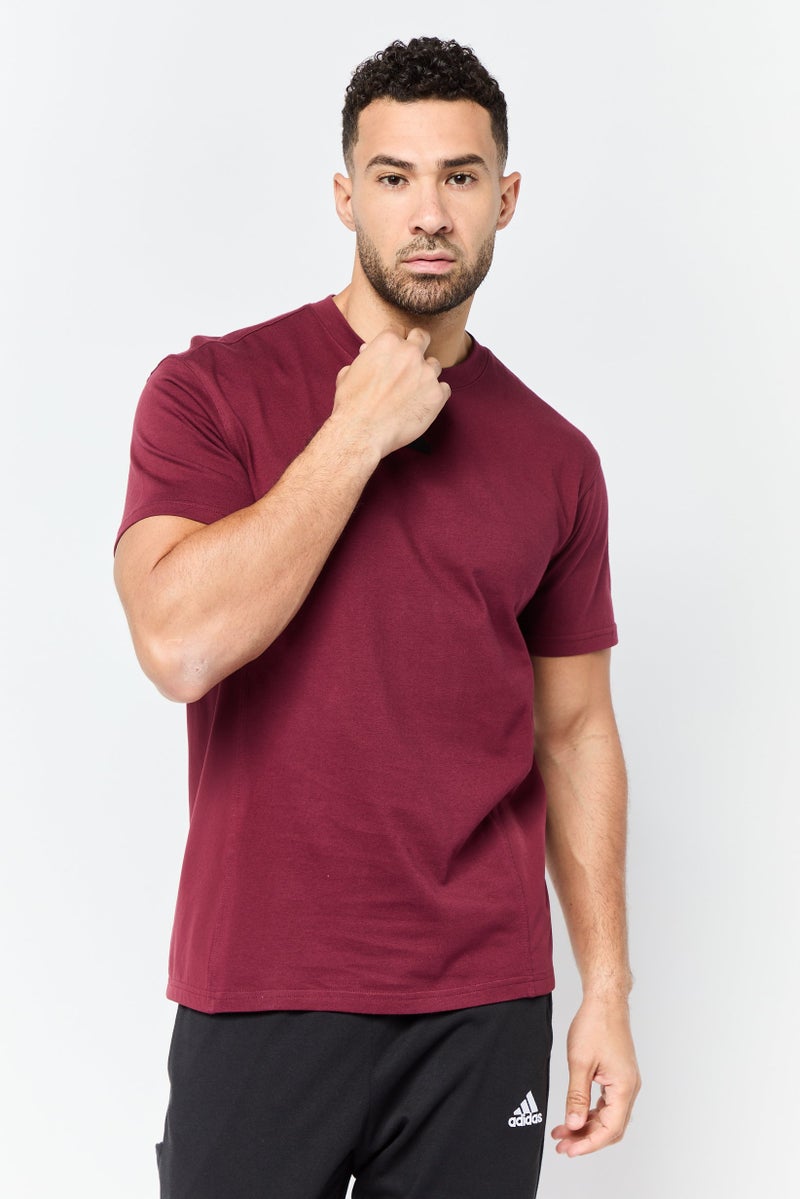 Adidas Men Sportswear Fit Short Sleeve Outdoors T-Shirt, Maroon - Image 1