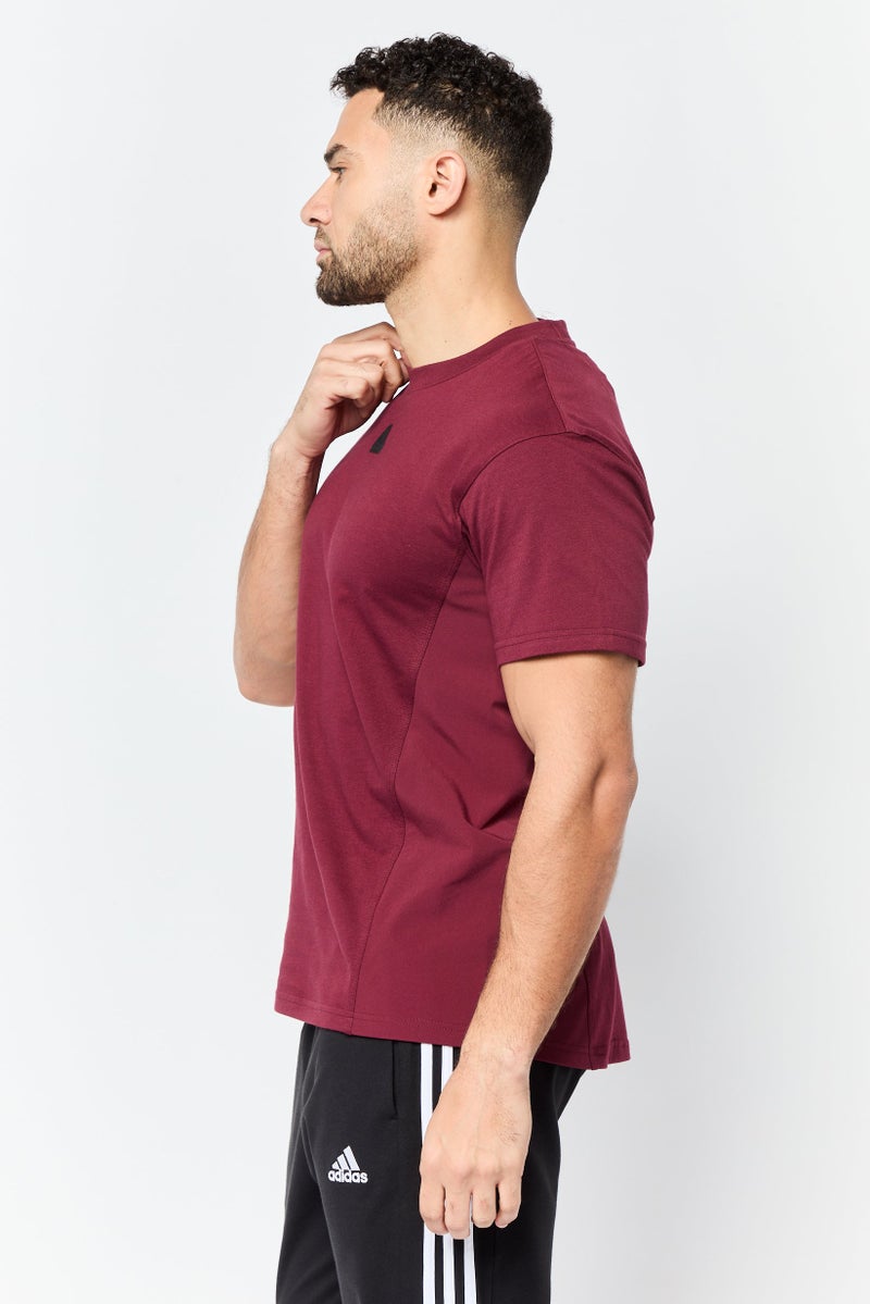 Adidas Men Sportswear Fit Short Sleeve Outdoors T-Shirt, Maroon - Image 3
