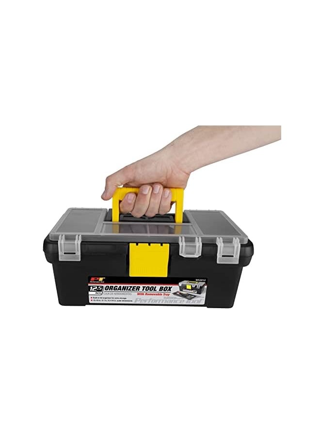 Performance Tool Tool W54012 Heavy Duty Plastic Organizer Tool Box for Workshops and Garages, Black, 12.5"  - Image 2