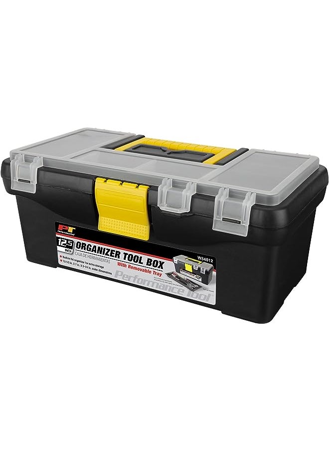 Performance Tool Tool W54012 Heavy Duty Plastic Organizer Tool Box for Workshops and Garages, Black, 12.5"  - Image 1