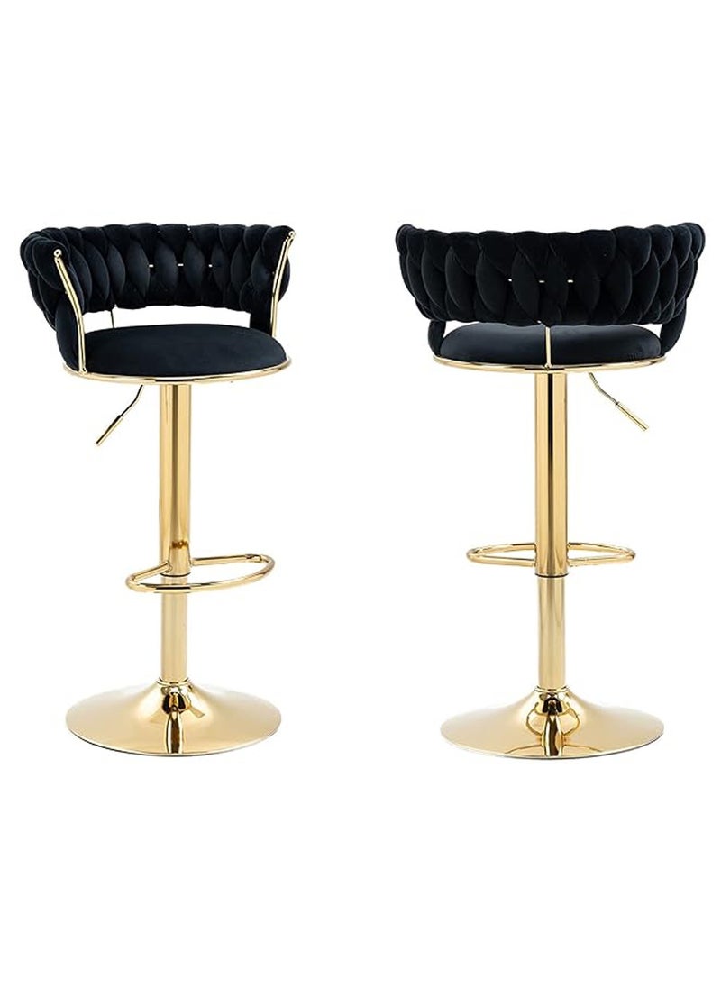 DubaiGallery - Modern Velvet Adjustable Barstools 360° Swivel Counter Stools with Golden Base Upholstered Open Back Tall Bar Chairs with Footrest for Home Pub Kitchen - Image 1