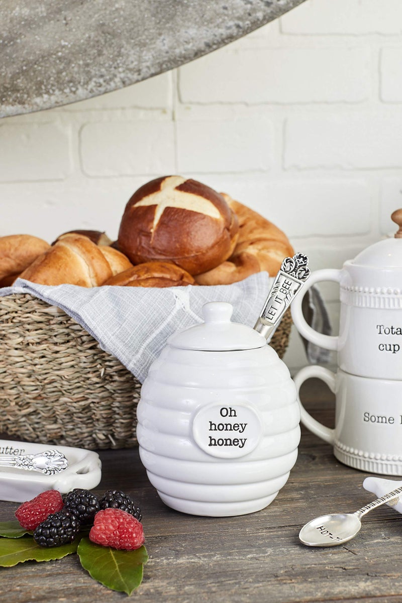 Mud Pie Honey Pot Serving Set, White - Image 2