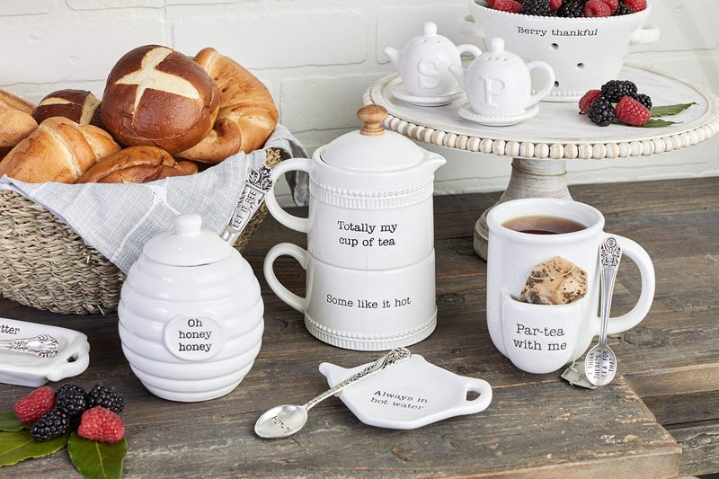 Mud Pie Honey Pot Serving Set, White - Image 3