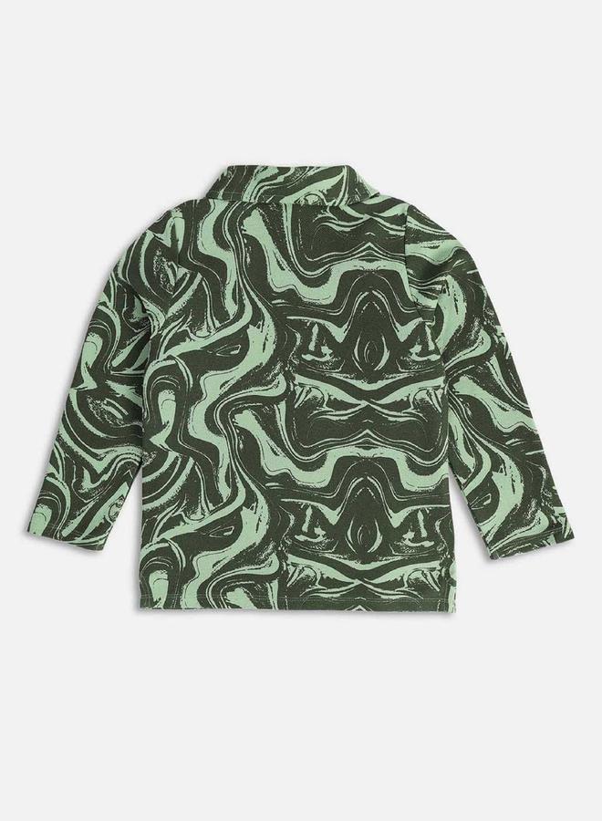 MINIKLUB Boys Marble Print Long Sleeve Polo T-Shirt - Image 2