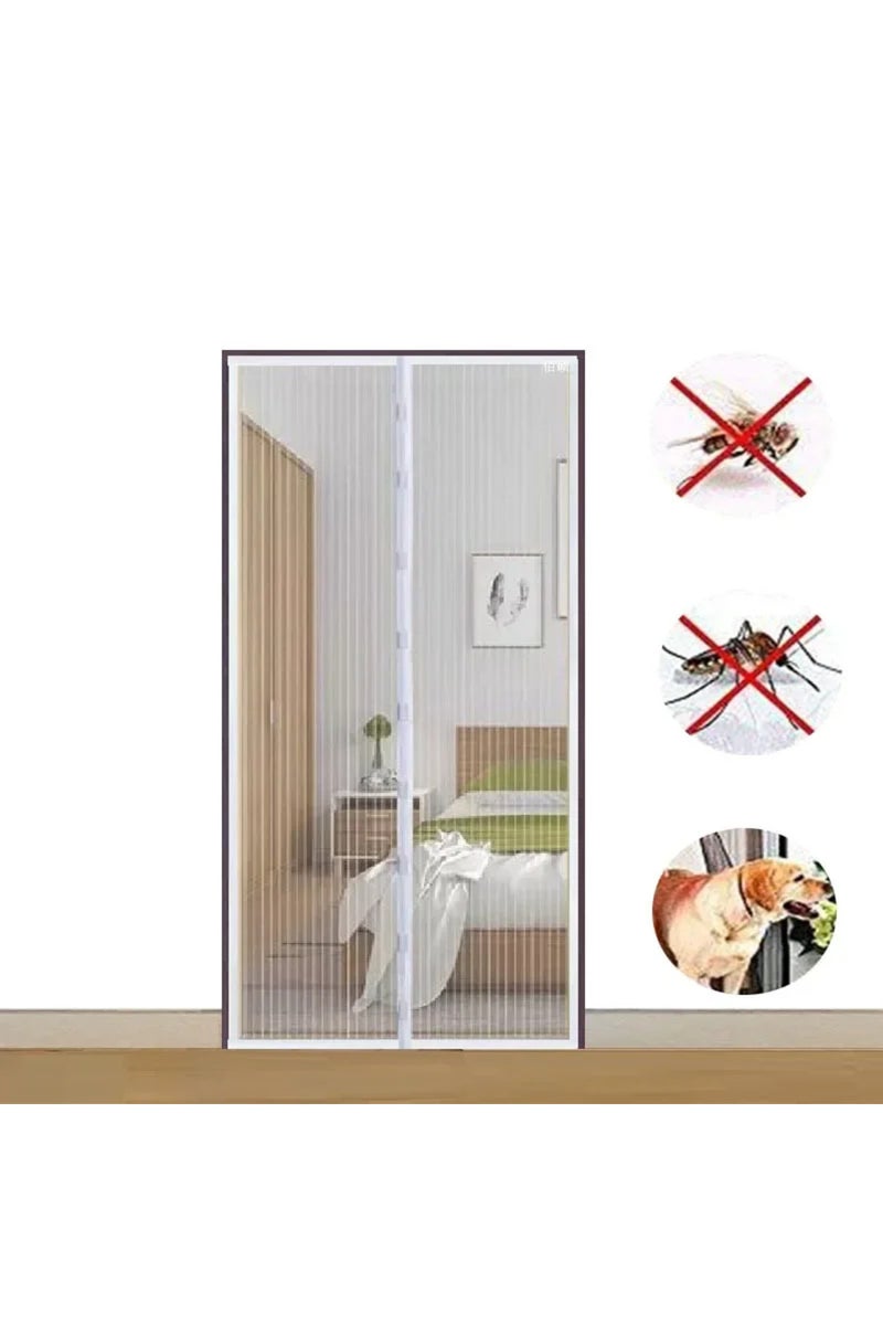 110x210cm White Magnetic Mosquito Net, Summer Insect Fly Control, Door Curtain Net, Living Room, Bed