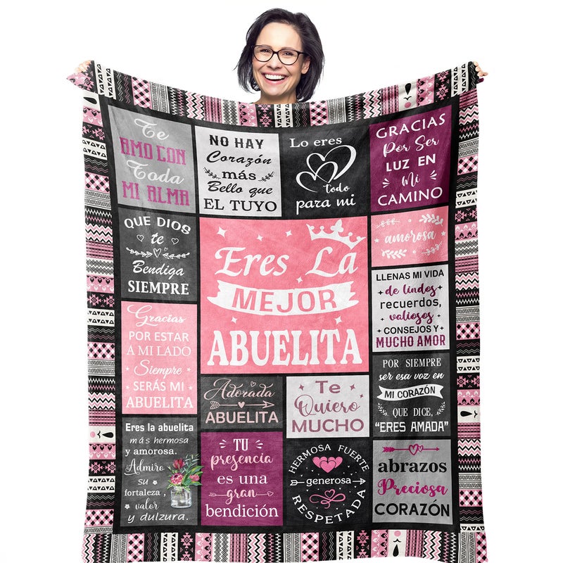 Ruvinzo Ruvinzo Grandma Gifts in Spanish  Mothers Day Birthday Gifts for Grandma  Abuela Gifts  Regalos para Abuela  Grandmother Gifts  Best Grandma Gifts for Mimi Gigi Nana  Abuelita Blanket 50"" x 60""  - Image 1