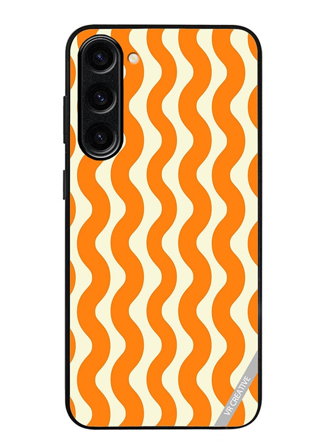 VR CREATIVE Protective Case Cover For Samsung Galaxy S23 Plus Vertical Groovy Chevron Orange Stripe Autumn Pattern Design Multicolour - Image 1