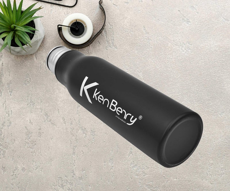 KenBerry Stainless Steel Water Bottle 750 ML Alpha Duo (Pack of 1, Black) - Image 5