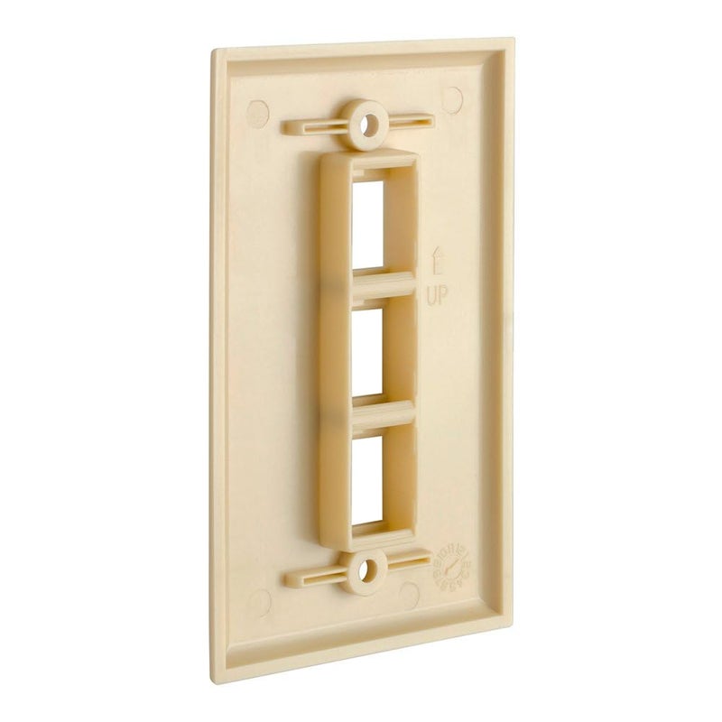 Cmple - 3 Port Keystone Wall Plate 1 Gang Wall Plate with Standard Size Ethernet Wall Plate Keystone Jack Insert Wall Plates - Ivory - Image 2