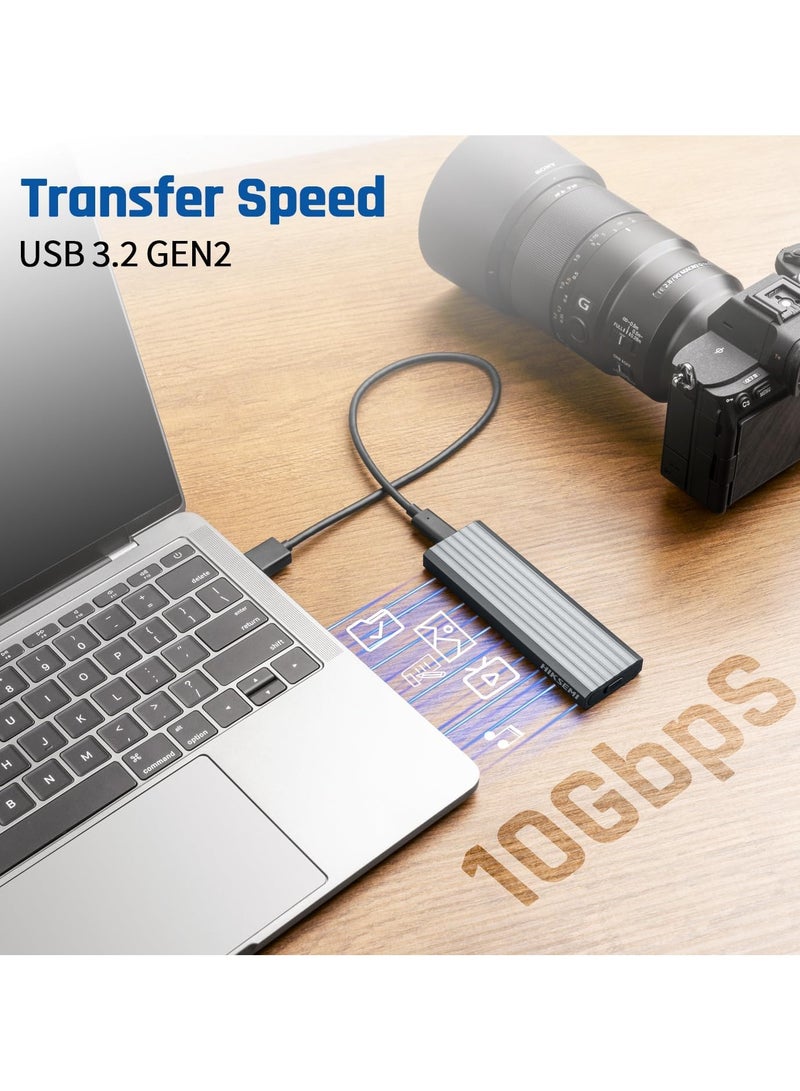 هيكسيمي علبة HIKSEMI M.2 NVMe SSD – محول USB-C 3.2 Gen 2 بسرعة 10Gbps، تصميم بدون أدوات من الألمنيوم لأقراص SSD نوع M-Key وM+B Key بمقاسات 2230/2242/2260/2280، يدعم UASP وTrim - Image 3