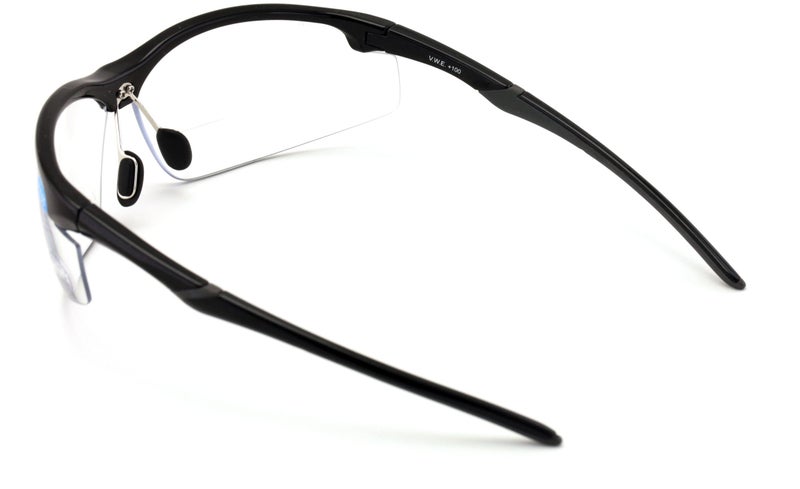 V.W.E. Bifocal High Performance Sport Protective Safety Glasses Bifocal - Clear Lens Reader Reading Glasses - Ansi Z87.1 Certified (Gloss Black, 1.00) - Image 4