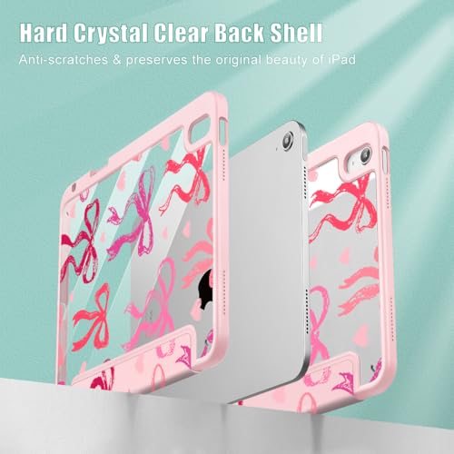May Chen for iPad (A16) 11th Generation Case 11 Inch 2025, iPad 10th Gen Case 2022 10.9 inch, Built-in Pencil Holder with Shockproof Cover Clear Transparent Back Shell Auto Wake/Sleep, Bow Ribbon - Image 4
