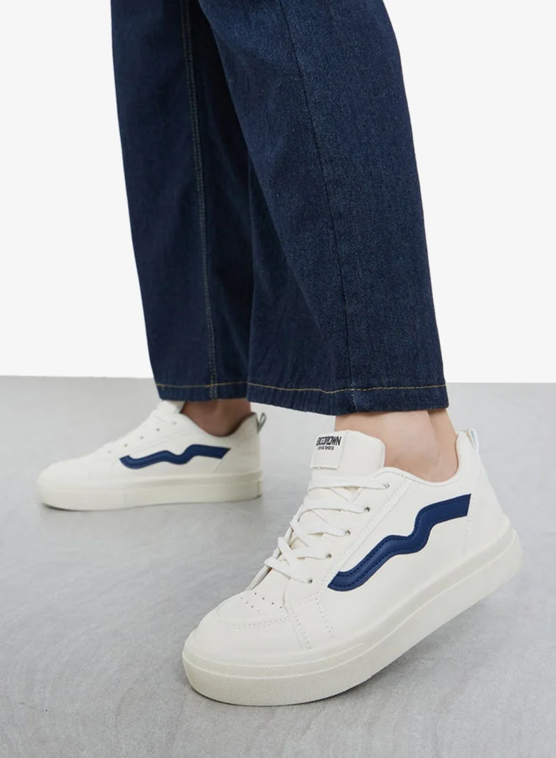 Styli Active Cream Striped Detail Sneakers