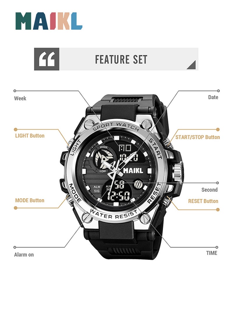 MAIKL upgraded Wolverine watch for male high school students, multifunctional waterproof night light dual display technology sense sports electronic watch for men - Image 2