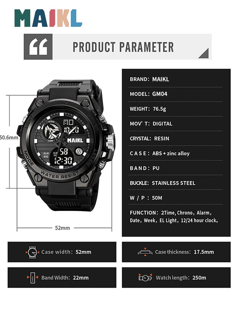 MAIKL upgraded Wolverine watch for male high school students, multifunctional waterproof night light dual display technology sense sports electronic watch for men - Image 4