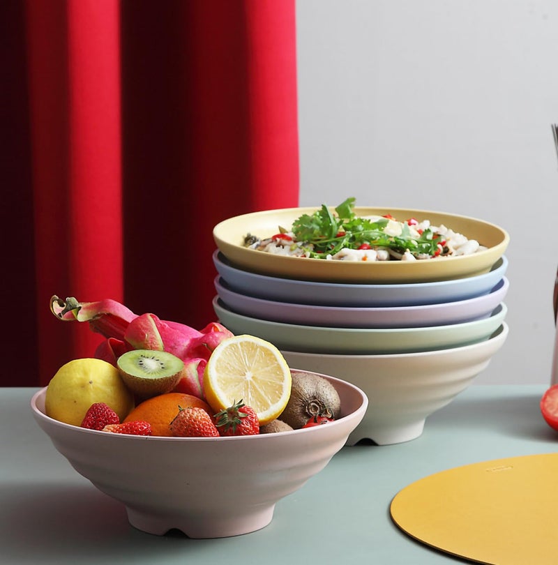 P-PLUS INTERNATIONAL Unbreakable Japanese Style Noodles, Salad Bowls for Pasta Ramen Bowl Set for Kitchen Bowls for Serving Miso, Thai, Soup, Microwavable (1200ml+1500ml, Green, Set of 2) - Image 3