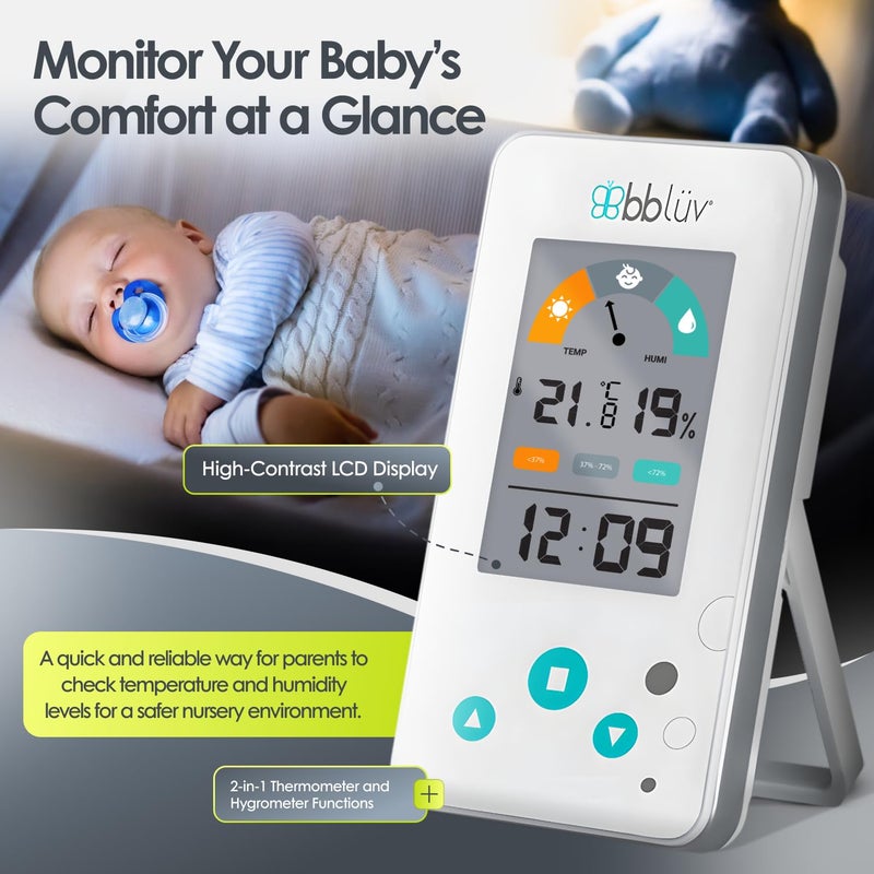 bblÃ¼v IgrÃ¶ 2-in-1 | Indoor Digital Thermometer and Hygrometer | Humidity Meter for Baby Room with Alarm | Portable, User-Friendly | Ideal for Nursery, Home, or Travel - Image 5