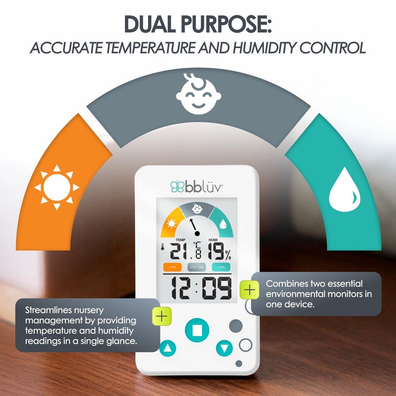 bblÃ¼v IgrÃ¶ 2-in-1 | Indoor Digital Thermometer and Hygrometer | Humidity Meter for Baby Room with Alarm | Portable, User-Friendly | Ideal for Nursery, Home, or Travel - Image 3