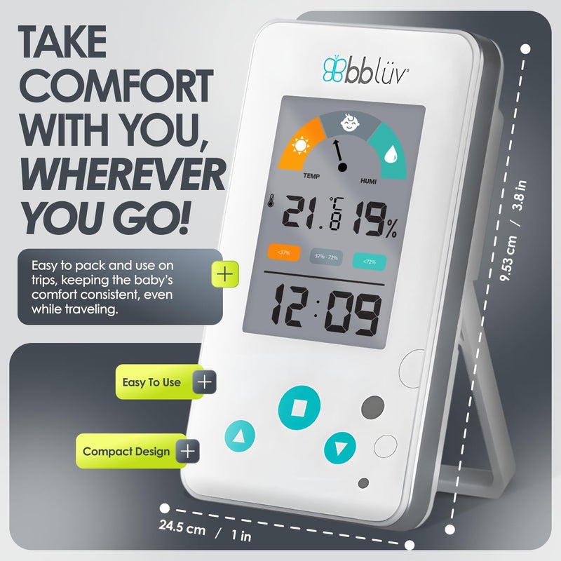bblÃ¼v IgrÃ¶ 2-in-1 | Indoor Digital Thermometer and Hygrometer | Humidity Meter for Baby Room with Alarm | Portable, User-Friendly | Ideal for Nursery, Home, or Travel - Image 2
